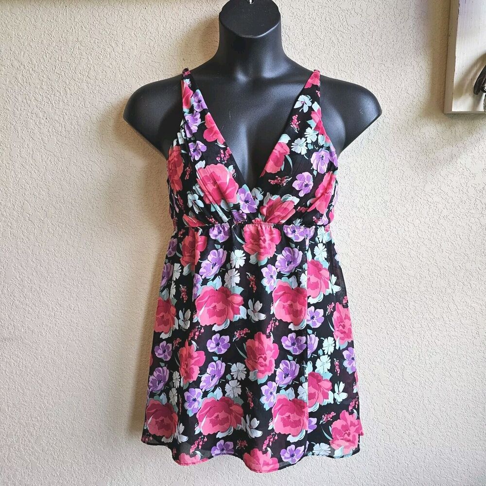 Flora Nikrooz Medium M Nightgown Pullover Adjustable Straps Floral Sexy Date